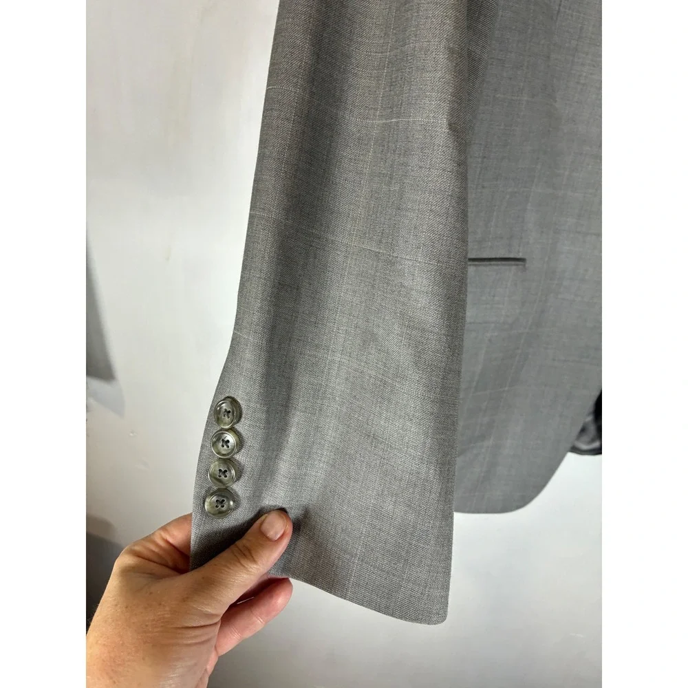 Jones New York Collection Men's Gray 100% Wool Plaid Blazer Sport Coat 2 Button